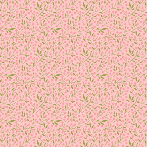 Sunshine And Chamomile Pink Berry Thicket Yardage by Lori Woods for Poppie Cotton Fabrics