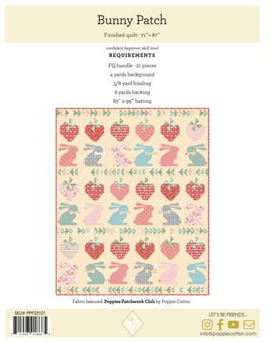 Bunny Patch Quilt Pattern by Poppie Cotton Fabrics