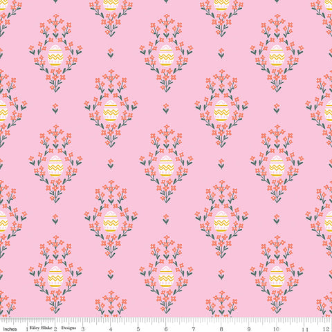 Easter Egg Hunt Pink Eggs Yardage by Natalia Juan Abello for Riley Blake Designs