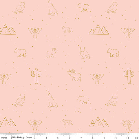 Beneath The Western Sky Pink Starry Animals Yardage by Gracey Larson for Riley Blake Designs