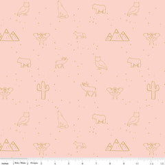 Beneath The Western Sky Pink Starry Animals Yardage by Gracey Larson for Riley Blake Designs