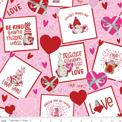 Gnomes In Love Pink Main Yardage by Tara Reed for Riley Blake Designs