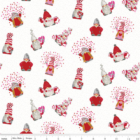 Gnomes In Love White Toss Yardage by Tara Reed for Riley Blake Designs