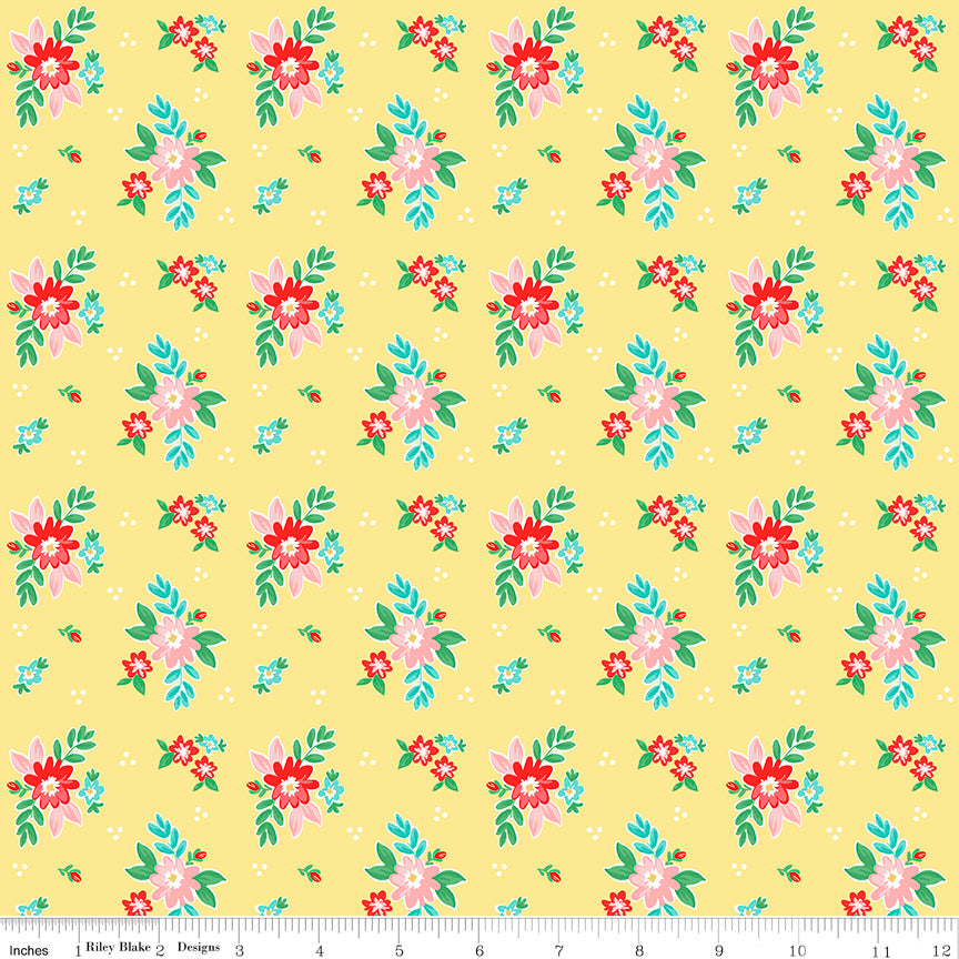 Quilt Fair Yellow Floral Yardage by Tasha Noel for Riley Blake Designs