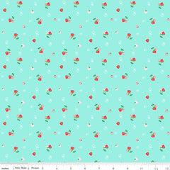 Quilt Fair Aqua Strawberries Yardage by Tasha Noel for Riley Blake Designs