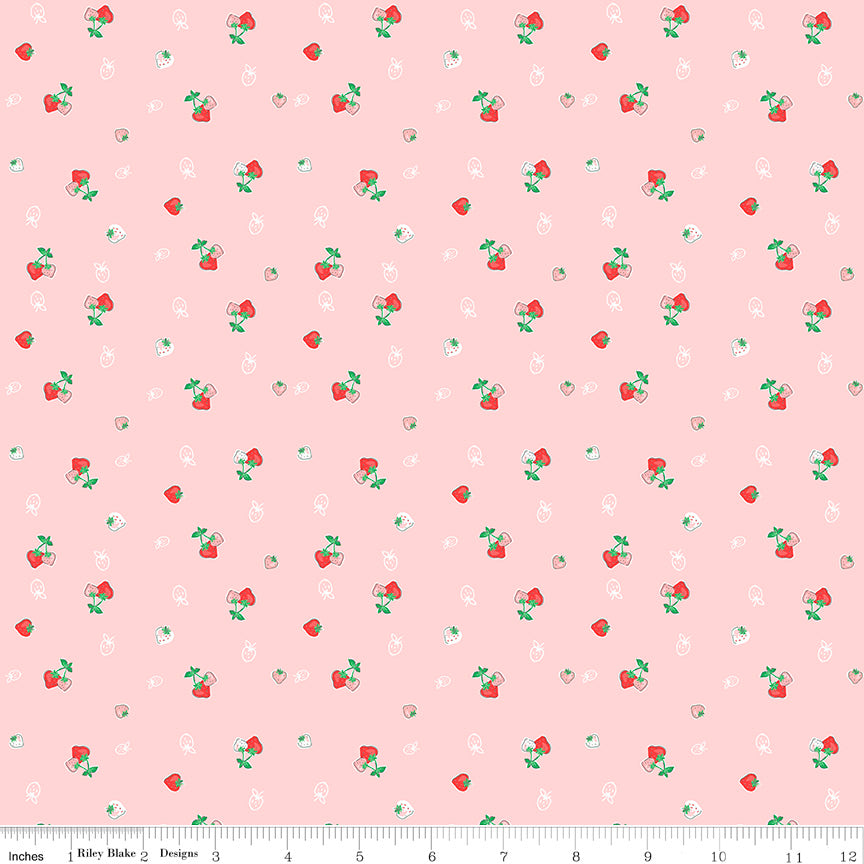 Quilt Fair Pink Strawberries Yardage by Tasha Noel for Riley Blake Designs