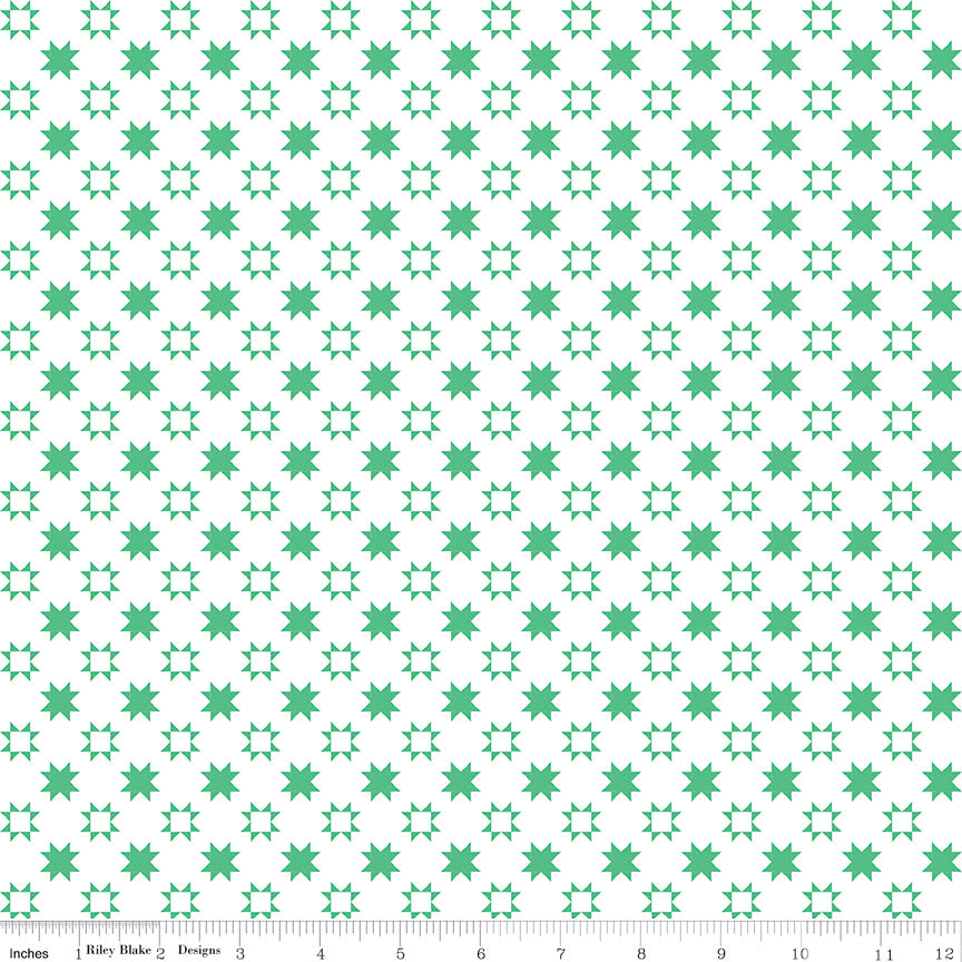 Quilt Fair Green Stars Yardage by Tasha Noel for Riley Blake Designs