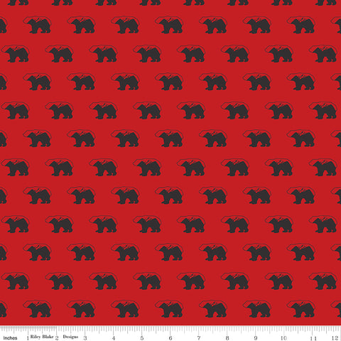 Into The Woods Red Bears Yardage by Lori Whitlock for Riley Blake Designs