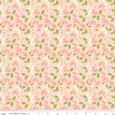 Adel in Spring Pink Leaves Yardage by Sandy Gervais for Riley Blake Designs