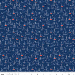 Red White & Bang! Navy Sailboats Yardage by Sandy Gervais for Riley Blake Designs