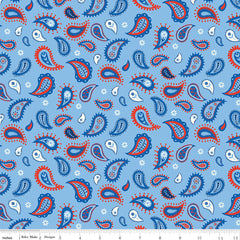 Red White & Bang! Blue Paisley Yardage by Sandy Gervais for Riley Blake Designs