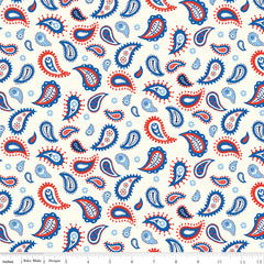 Red White & Bang! Cream Paisley Yardage by Sandy Gervais for Riley Blake Designs