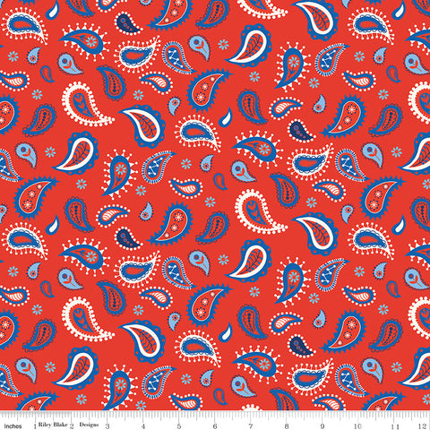 Red White & Bang! Red Paisley Yardage by Sandy Gervais for Riley Blake Designs