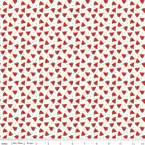 Red White & Bang! Cream Watermelon Yardage by Sandy Gervais for Riley Blake Designs