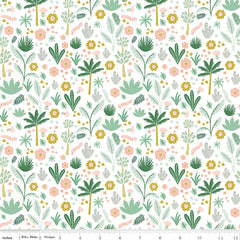 Hibiscus White Foliage Yardage by Simple Simon and Co. for Riley Blake Designs