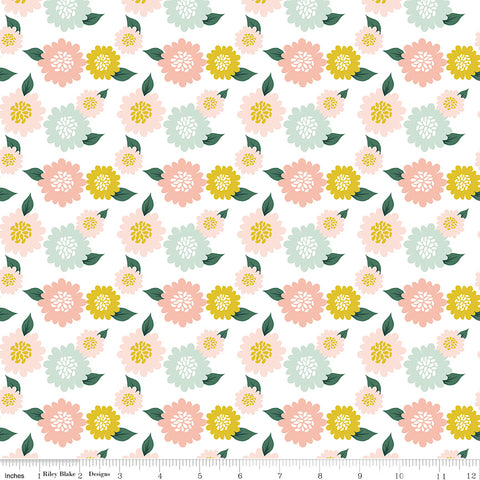 Hibiscus White Flowers Yardage by Simple Simon and Co. for Riley Blake Designs