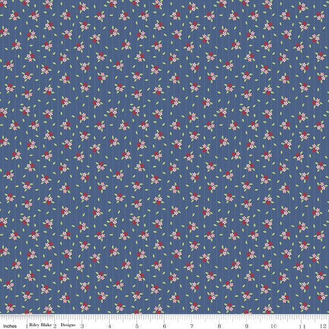 Enchanted Meadow Denim Scattered Flowers Yardage by Beverly McCullough for Riley Blake Designs