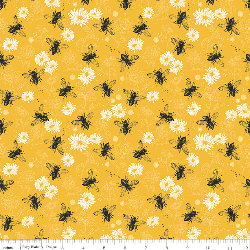 Honey Bee Daisy Floral Yardage by My Mind's Eye for Riley Blake Designs