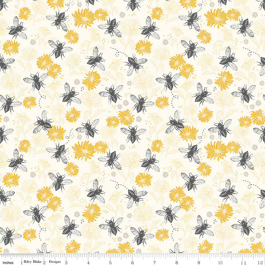 Honey Bee Parchment Floral by My Mind