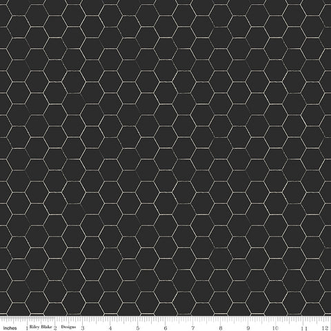 Honey Bee Black Honeycomb Yardage by My Mind's Eye for Riley Blake Designs