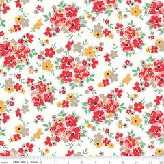 Cook Book Cayenne Floral Yardage by Lori Holt for Riley Blake Designs