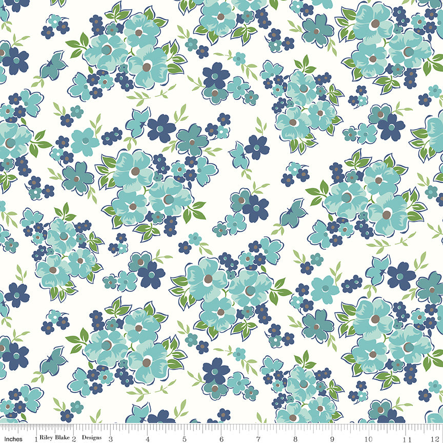 Cook Book Cottage Floral Yardage by Lori Holt for Riley Blake Designs