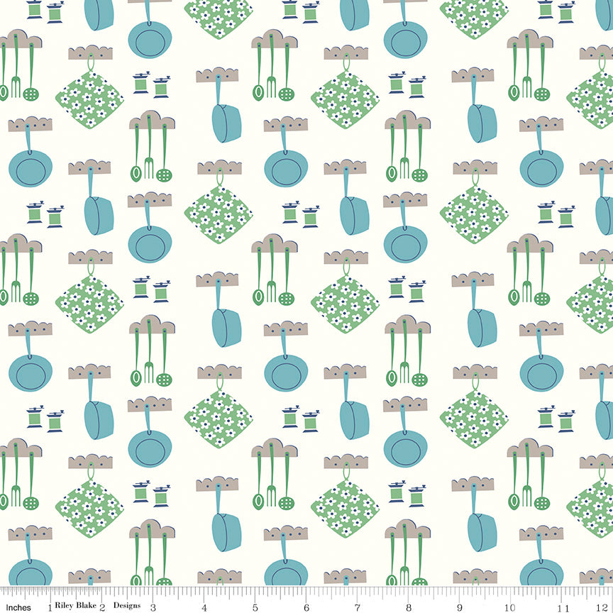 Cook Book Cottage Dinner Yardage by Lori Holt for Riley Blake Designs