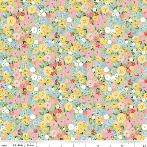 Flower Garden Green Floral Yardage by Echo Park Paper Co. for Riley Blake Designs