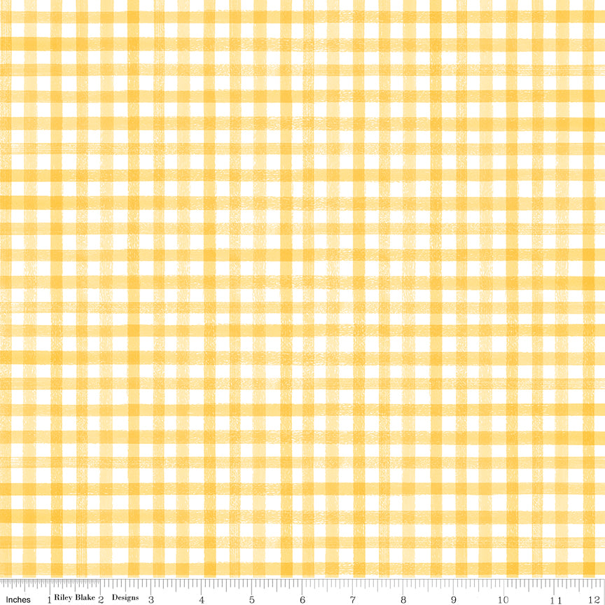 Flower Garden Yellow Plaid Yardage by Echo Park Paper Co. for Riley Blake Designs