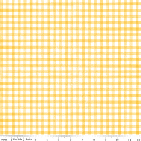 Flower Garden Yellow Plaid Yardage by Echo Park Paper Co. for Riley Blake Designs