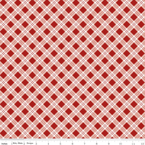 Bee Plaids Barn Red Scarecrow Yardage by Lori Holt for Riley Blake Designs
