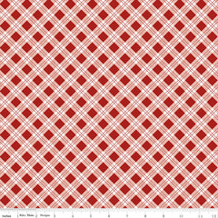 Bee Plaids Barn Red Scarecrow Yardage by Lori Holt for Riley Blake Designs