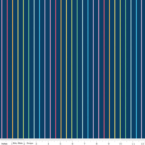 Sunshine Blvd Navy Stripes Yardage by Amber Kemp-Gerstel for Riley Blake Designs