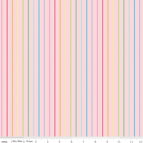 Sunshine Blvd Pink Stripes Yardage by Amber Kemp-Gerstel for Riley Blake Designs