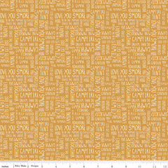 Love You S'more Gold Text Yardage by Gracey Larson for Riley Blake Designs