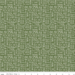 Love You S'more Olive Text Yardage by Gracey Larson for Riley Blake Designs