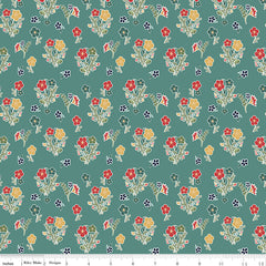 Love You S'more Teal Floral Yardage by Gracey Larson for Riley Blake Designs