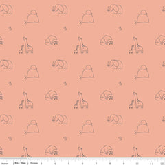 Little Things Coral Animals Yardage by the RBD Designers for Riley Blake Designs