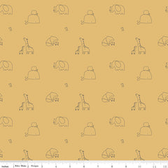 Little Things Mustard Animals Yardage by the RBD Designers for Riley Blake Designs