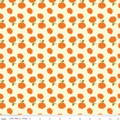 Awesome Autumn Cream Pumpkins Yardage by Sandy Gervais for Riley Blake Designs