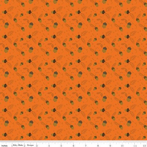 Awesome Autumn Orange Acorns Yardage by Sandy Gervais for Riley Blake Designs