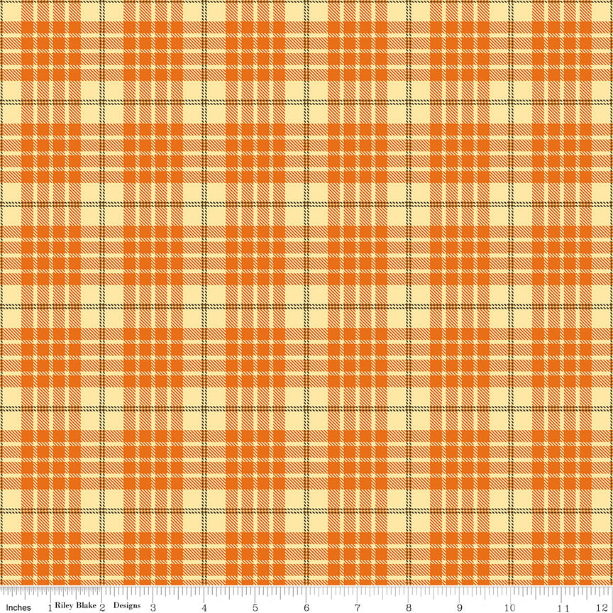 Awesome Autumn Orange Plaid Yardage by Sandy Gervais for Riley Blake Designs