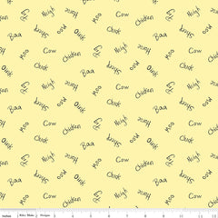 Coloring On The Farm Yellow Words Yardage by Riley Blake Designs