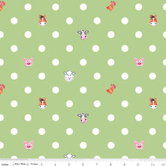 Coloring On The Farm Green Dots Yardage by Riley Blake Designs