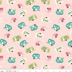 Glamp Camp Pink Trailers Yardage by My Mind's Eye for Riley Blake Designs