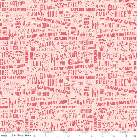 Glamp Camp Pink Camp Phrases Yardage by My Mind