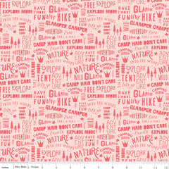 Glamp Camp Pink Camp Phrases Yardage by My Mind's Eye for Riley Blake Designs