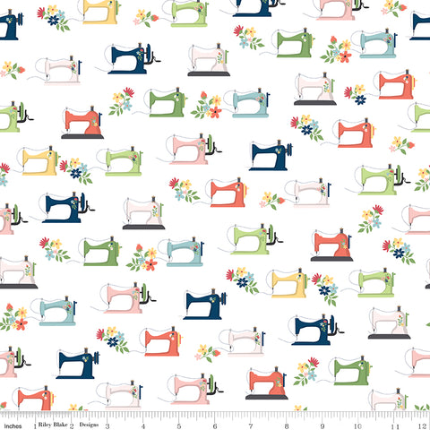Sew Much Fun White Sewing Machines Yardage by Echo Park Paper for Riley Blake Designs
