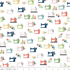 Sew Much Fun White Sewing Machines Yardage by Echo Park Paper for Riley Blake Designs