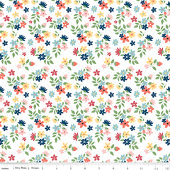Sew Much Fun White Floral Yardage by Echo Park Paper for Riley Blake Designs